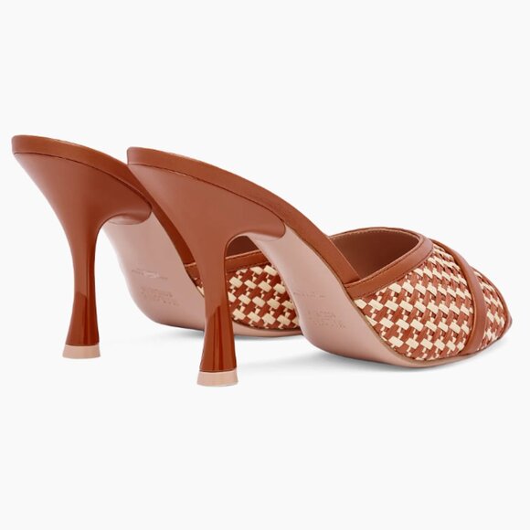 Malone Souliers JULIA 90MM Raffia & Leather Woven Slip On Mules Sandals IT37 - Picture 4 of 7